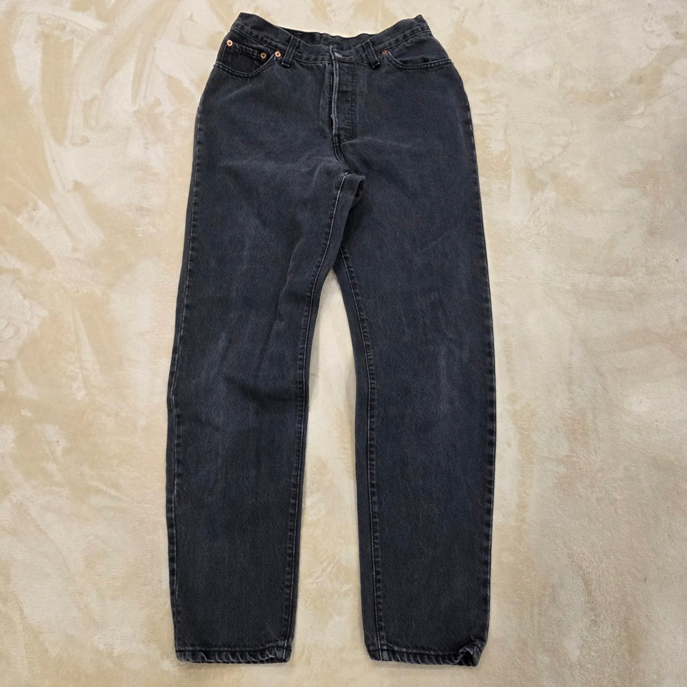 Vintage Levi's 17501 0660 Washed Black High Rise Women's Jeans USA Made 28x30